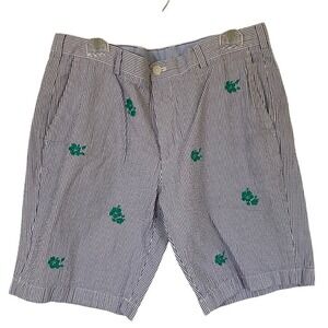 Brooks Brothers Mens Blue White Seersucker Shorts Size 38 Novelty Print Preppy‎